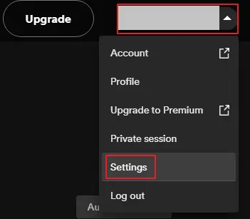 Spotify settings menu