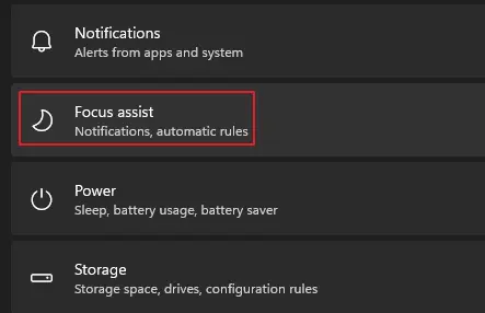 Windows 11 Focus Assist settings