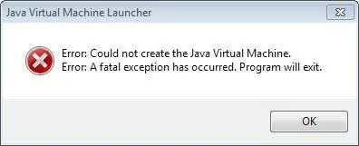 Could not create the Java Virtual Machine error message on Windows