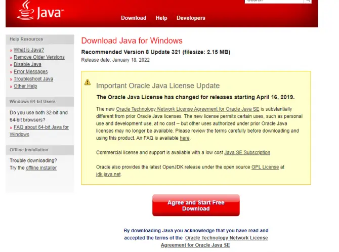 Download Java for Windows