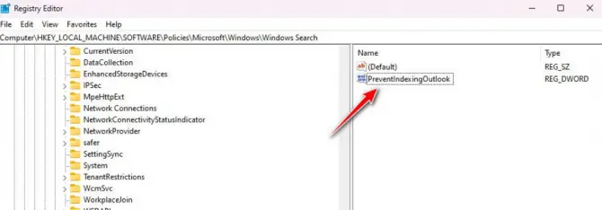 Fix Outlook Search in the Registry