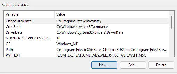 Create new system variable