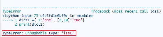 TypeError: unhashable type: 'list' error when adding a list as a key in a dictionary