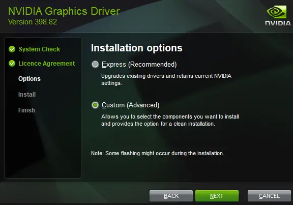 Perform a clean driver install to fix the NVIDIA Installer cannot continue error