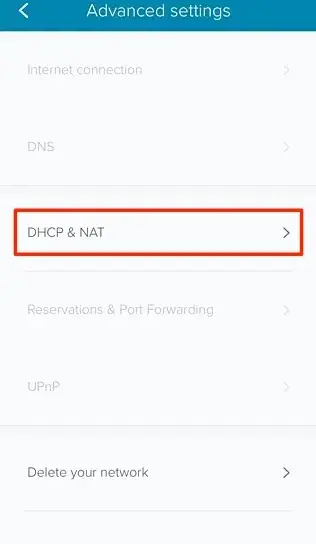 eero DHCP and NAT settings