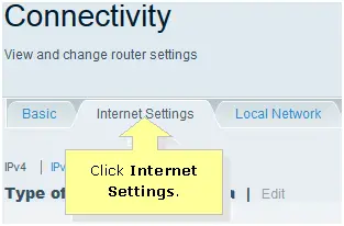 Linksys internet settings