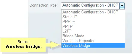 Linksys wireless bridge mode option