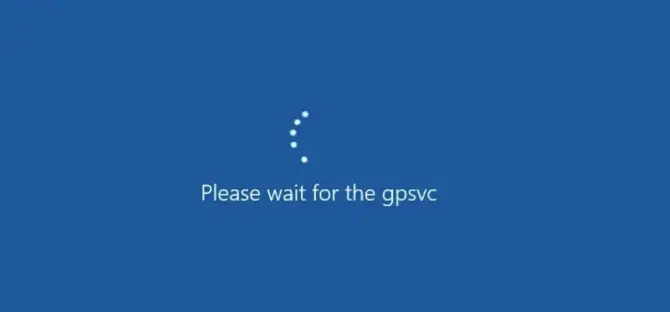 Please wait for the GPSVC error screen on Windows