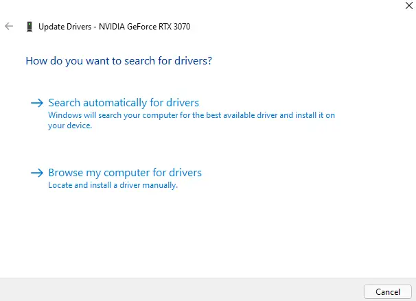 Let Windows search for the latest NVIDIA driver update