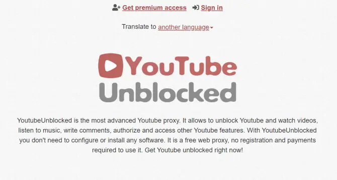 YouTube unblocked proxy website