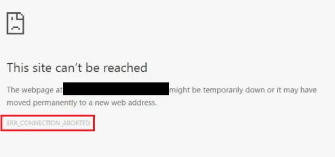 Err_connection_aborted error message in Google Chrome