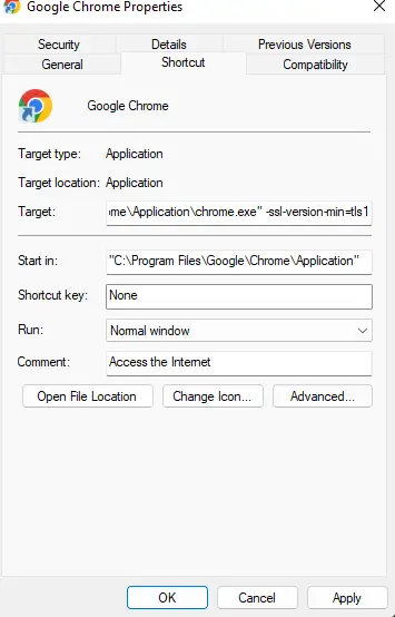 Settings the minimum TLS version can fix the err_connection_aborted Google Chrome error