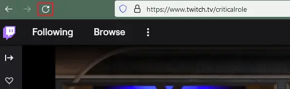 browser refresh button on twitch