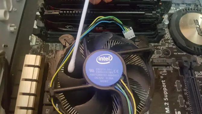 Using Q-tips to clean CPU fan