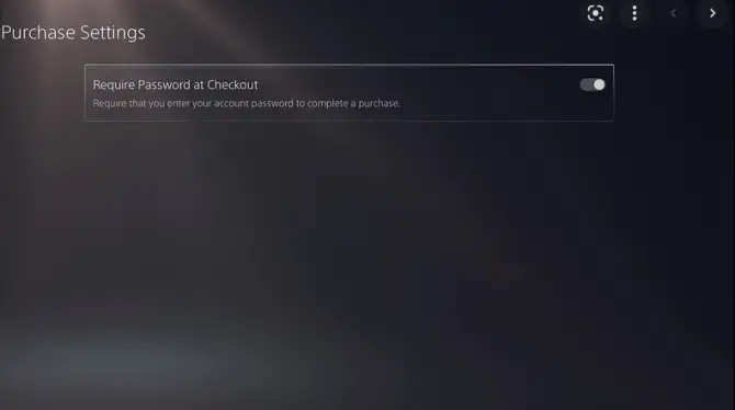 purchase settings on PS4- require password at checkout