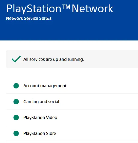 playstation network service status page