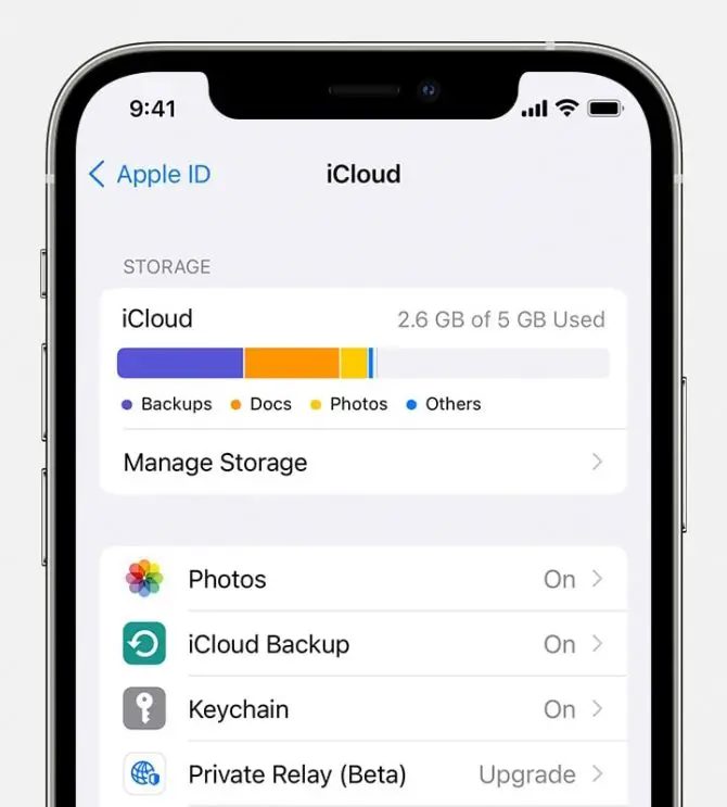 iCloud storage setting