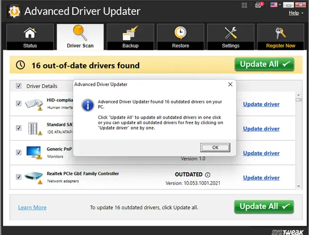 advanced driver updater - update all