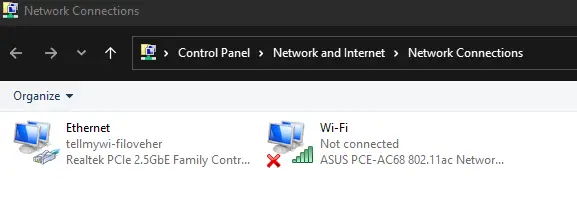 network connections options