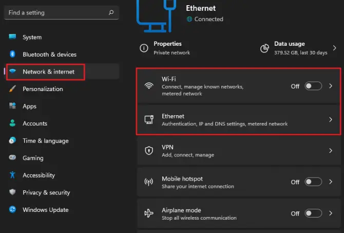 Wi-Fi or ethernet connection option