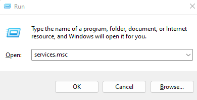 services.msc - run dialog box