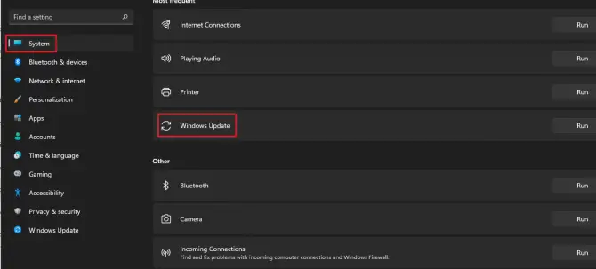 windows 11 - windows update in system settings