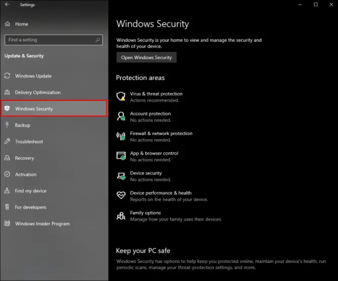 windows security option 
