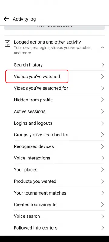 videos you've watched option - facebook watched videos history