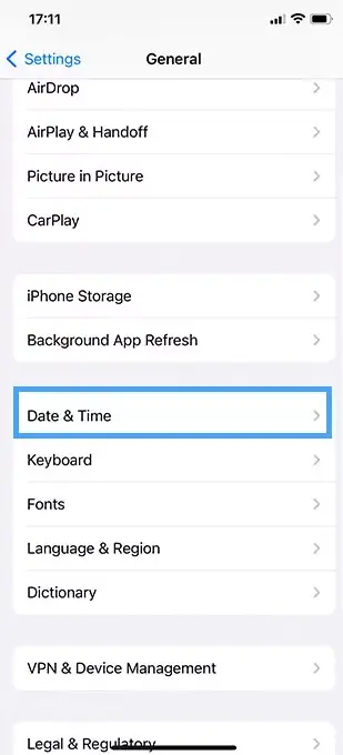iPhone settings - date & time