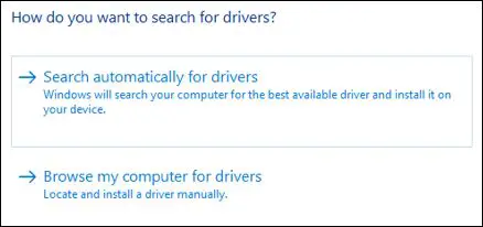 select search automatically for updated drivers