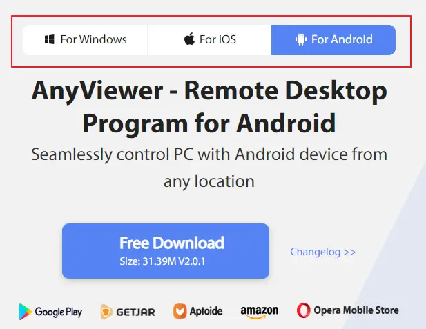 download AnyViewer option for Android or iOS