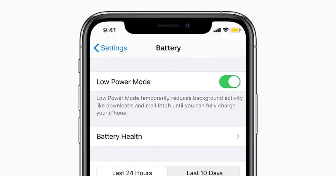 turn off low power mode on battery option