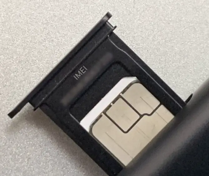 SIM card slot with IMEI information