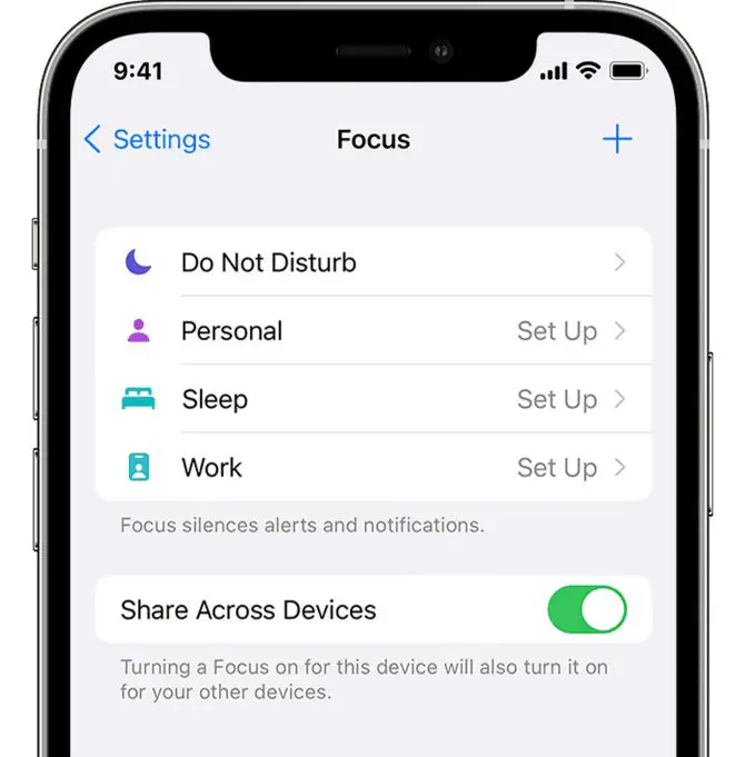 turn off share across devices on iPhone focus