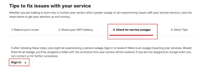 check for Verizon service outages