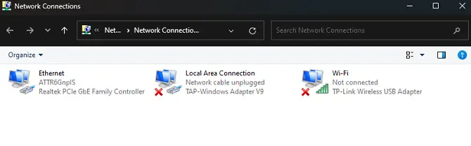find local area connection or ethernet