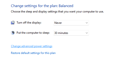 Change power plan settings